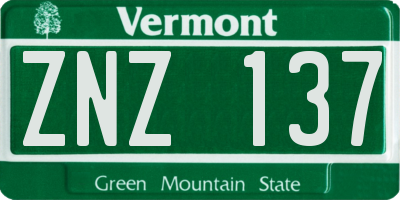 VT license plate ZNZ137