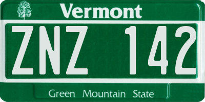 VT license plate ZNZ142