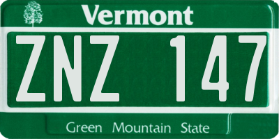 VT license plate ZNZ147
