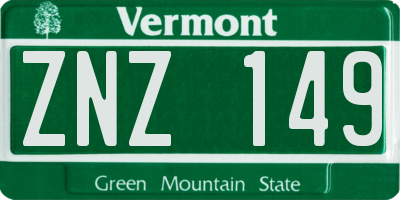 VT license plate ZNZ149
