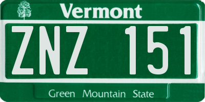 VT license plate ZNZ151