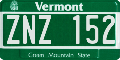 VT license plate ZNZ152