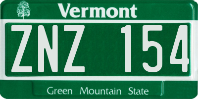 VT license plate ZNZ154