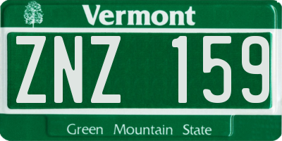 VT license plate ZNZ159