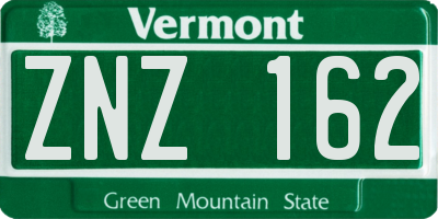 VT license plate ZNZ162