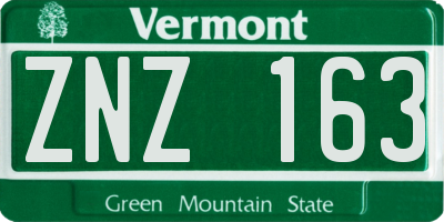 VT license plate ZNZ163