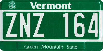 VT license plate ZNZ164