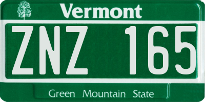 VT license plate ZNZ165