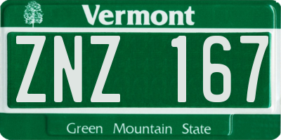 VT license plate ZNZ167