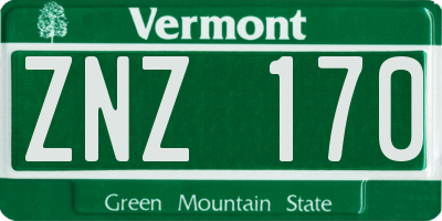 VT license plate ZNZ170