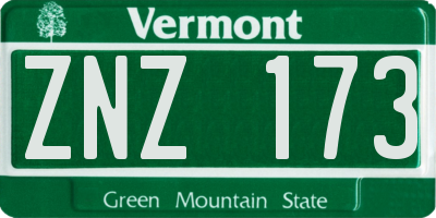 VT license plate ZNZ173