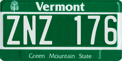 VT license plate ZNZ176