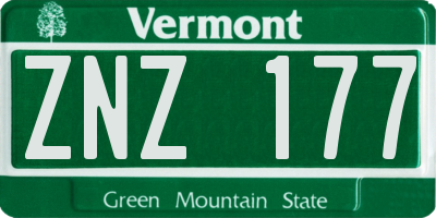 VT license plate ZNZ177