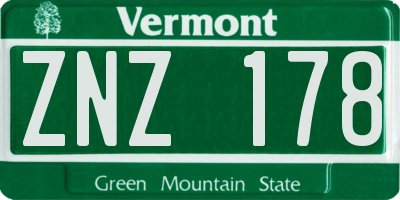 VT license plate ZNZ178