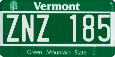 VT license plate ZNZ185