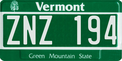 VT license plate ZNZ194