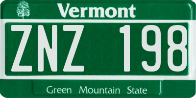 VT license plate ZNZ198