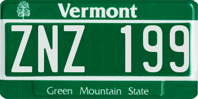 VT license plate ZNZ199