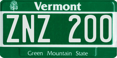 VT license plate ZNZ200