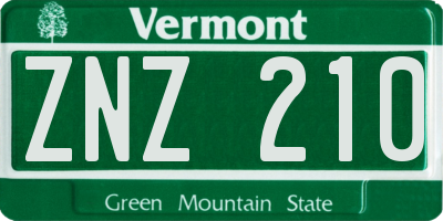 VT license plate ZNZ210