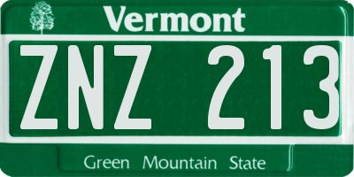 VT license plate ZNZ213