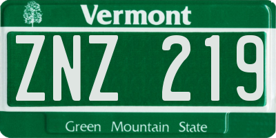 VT license plate ZNZ219
