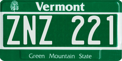 VT license plate ZNZ221