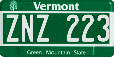 VT license plate ZNZ223