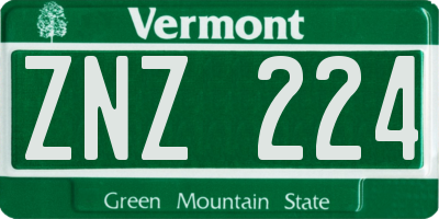 VT license plate ZNZ224