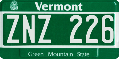 VT license plate ZNZ226