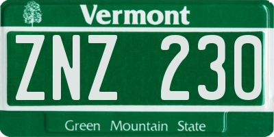 VT license plate ZNZ230