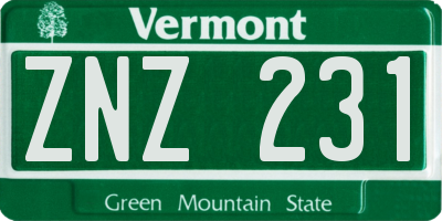 VT license plate ZNZ231