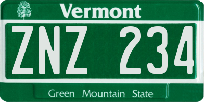 VT license plate ZNZ234