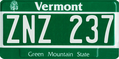 VT license plate ZNZ237