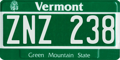 VT license plate ZNZ238