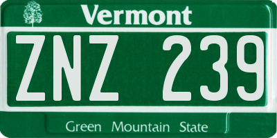 VT license plate ZNZ239