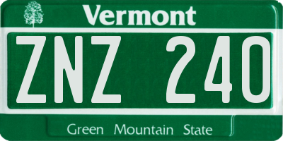 VT license plate ZNZ240