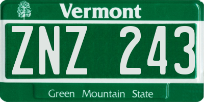 VT license plate ZNZ243