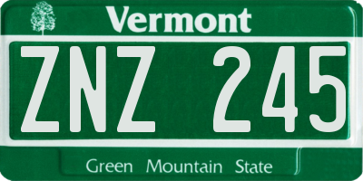 VT license plate ZNZ245