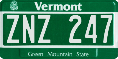VT license plate ZNZ247