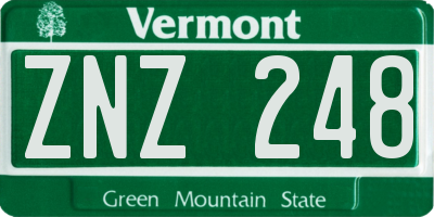 VT license plate ZNZ248