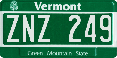 VT license plate ZNZ249