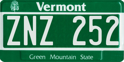 VT license plate ZNZ252