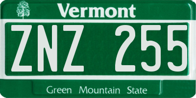 VT license plate ZNZ255