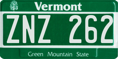 VT license plate ZNZ262