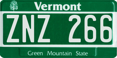 VT license plate ZNZ266