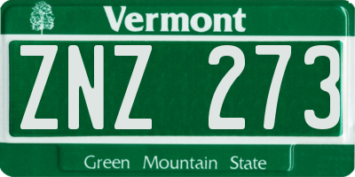 VT license plate ZNZ273