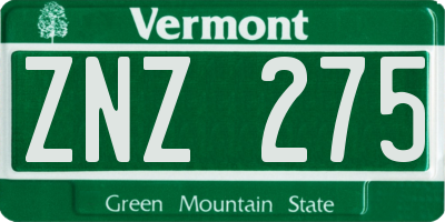 VT license plate ZNZ275