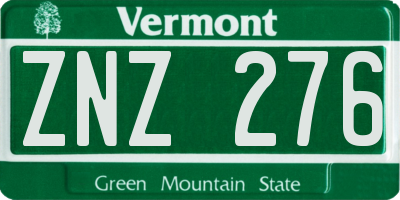 VT license plate ZNZ276
