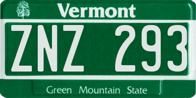 VT license plate ZNZ293